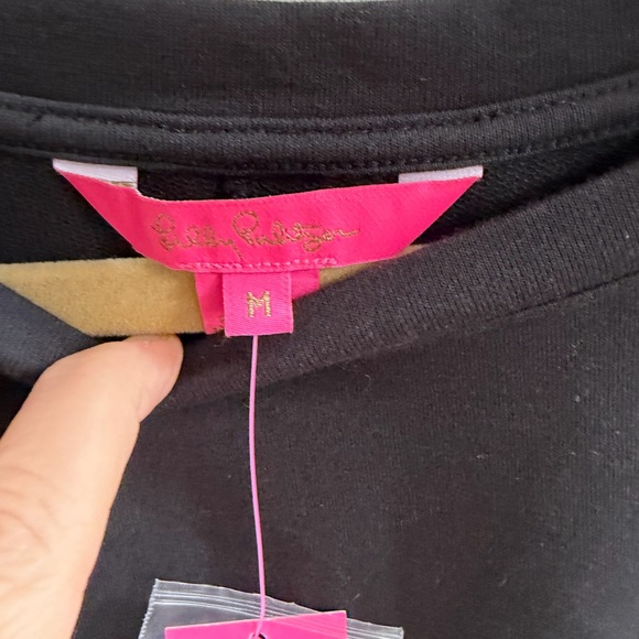 Lilly Pulitzer NWT Sweatshirt Dress Bartlett in Black Embellishment size M - Picture 4 of 8